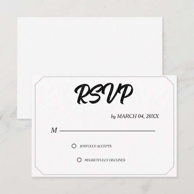 Simple Modern Elegant Classic Wedding RSVP Karte (Vorne/Hinten)