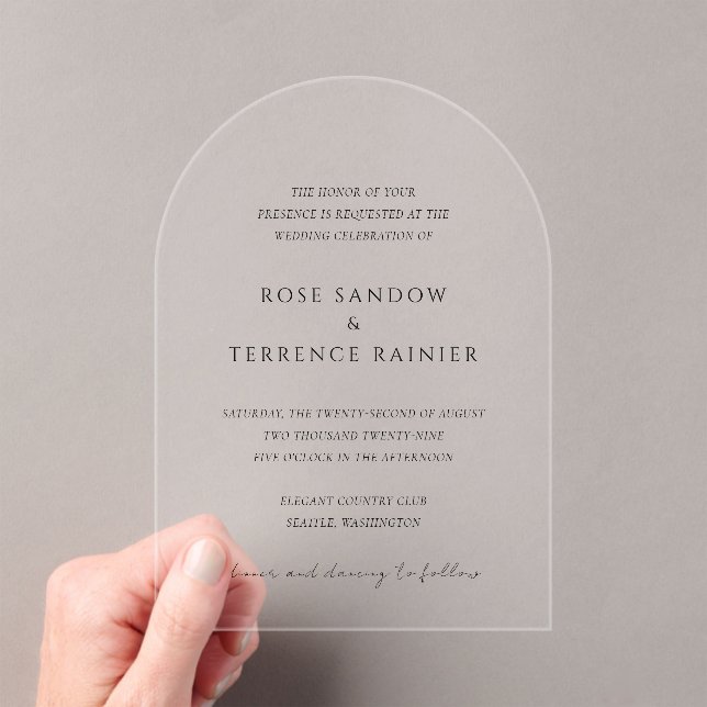Simple Modern Elegant Wedding Acryleinladungen (Insitu (Handheld))