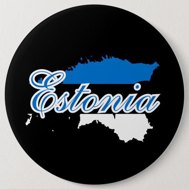 Simple Modern Estland Karte National Flag Souvenir Button (Vorderseite)