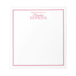 Simple Modern From the Desk of Script Pink Notizblock