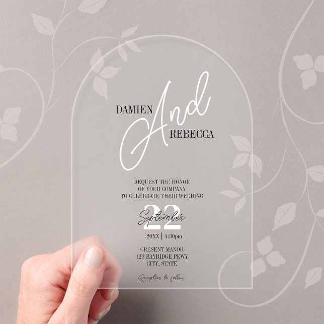 Simple Modern Frost Acrylic Wedding Invitation (Créateur téléchargé)