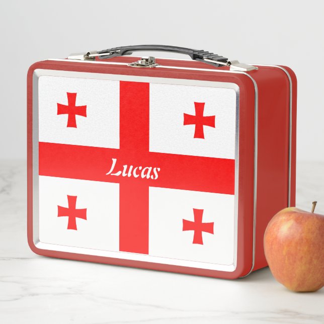 Simple Modern Georgia Flag Nation School Souvenir Metall Brotdose (Beispiel)