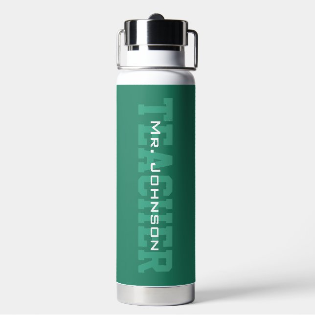 Simple Modern Green Teacher Trinkflasche (Hinten)