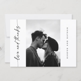 Simple Modern Handwritten Script Photo Wedding Dankeskarte
