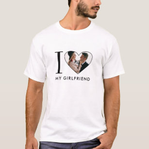 Simple Modern I Liebe My Girlfriend Heart Foto T-Shirt