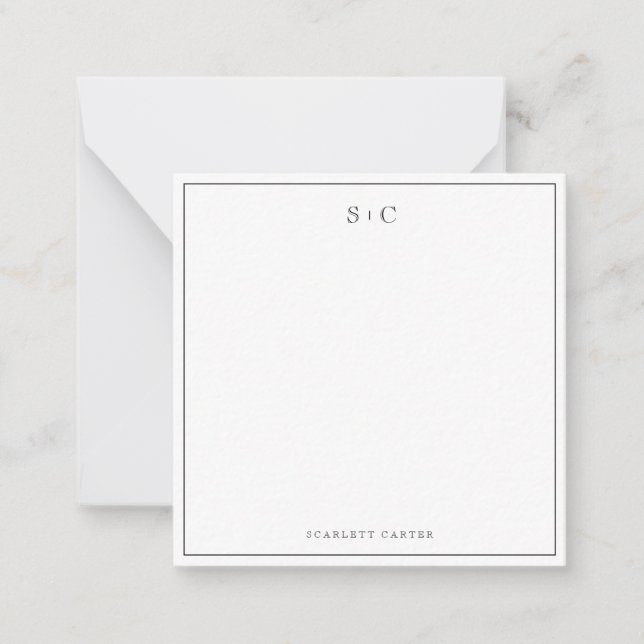 Simple Modern Initials Border Stationery Note Card Mitteilungskarte (Vorderseite)