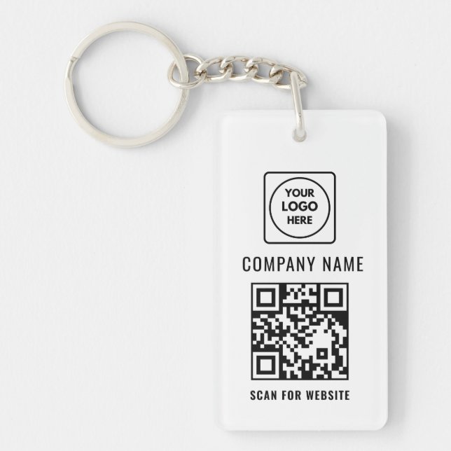 Simple Modern Logo QR Code Business Keychains Schlüsselanhänger (Vorderseite)
