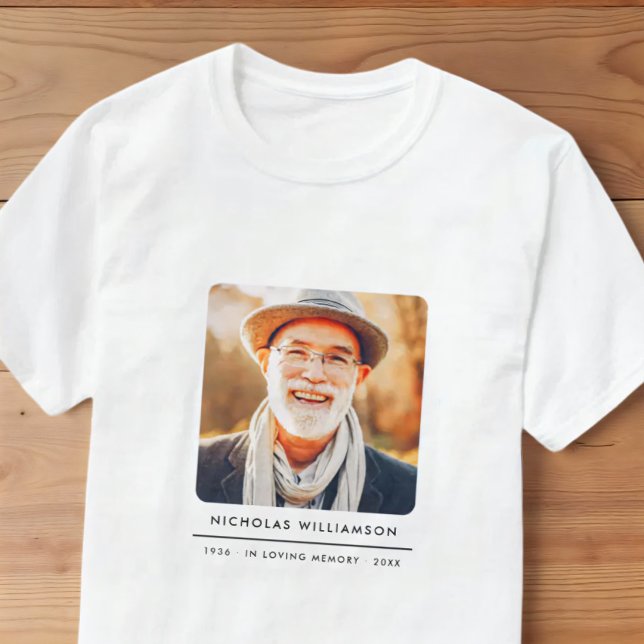 Simple Modern Memorial Remembrance Custom Photo T-Shirt (Von Creator hochgeladen)