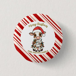 Simple modern merry christmas calf Cow OX pattern Button