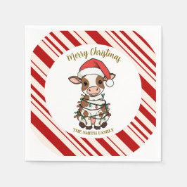 Simple modern merry christmas calf Cow OX pattern Serviette