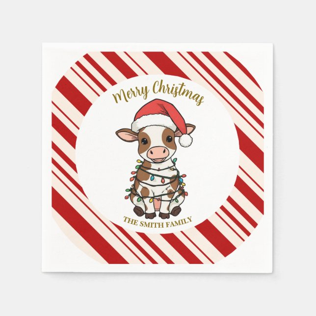 Simple modern merry christmas calf Cow OX pattern Serviette (Vorderseite)