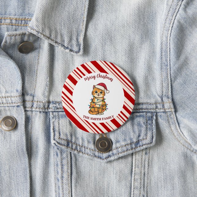 Simple modern merry christmas kitten CatMAS patter Button (Beispiel)