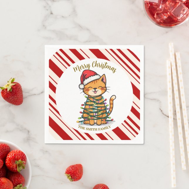 Simple modern merry christmas kitten CatMAS patter Serviette (Beispiel)