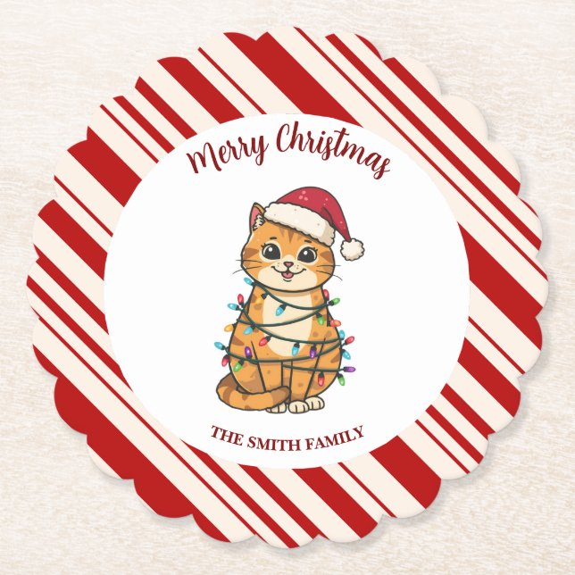 Simple modern merry christmas kitten CatMAS patter Untersetzer (Vorderseite)