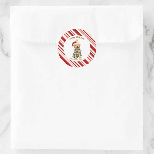 Simple modern merry christmas  Lab puppy dog patte Runder Aufkleber (Tasche)