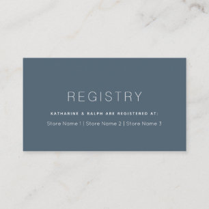 Simple Modern Midnight Blue Wedding Gift Registry Begleitkarte