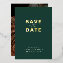 Simple Modern Minimal Emerald Green Save The Date