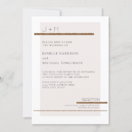 Simple Modern Minimal Pale Blush Pink Gold Wedding Einladung