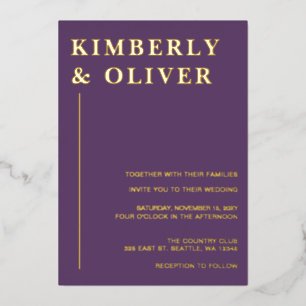Simple Modern Minimal Purple Wedding Folieneinladung