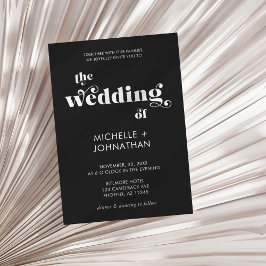 Simple Modern Minimalist Black & White Wedding Einladung