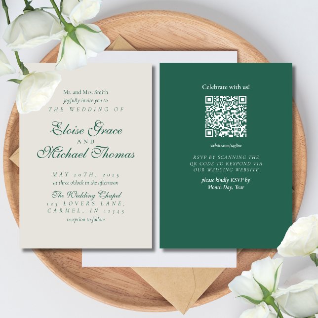 Simple Modern Minimalist Sage Green Wedding Einladung (Modern Elegant Sage Green Wedding Suite Theme with options to personalize for your special day.)