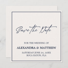 Simple Modern Navy Blue Typografy Save The Date