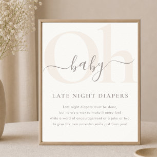Simple Modern Oh Baby Shower nächtliche Windeln Poster