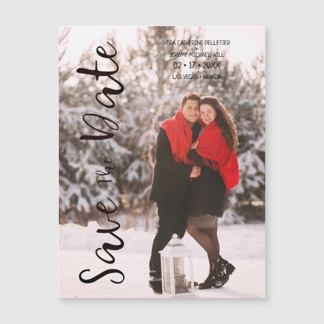 Simple Modern Personalized Photo Engagement Couple Magnetkarte (Vorderseite)