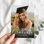 Simple Modern Photo Graduation Ankündigung<br><div class="desc">Create your own custom photo graduation announcement cards featuring you graduates details in modern minimalist typography.</div>