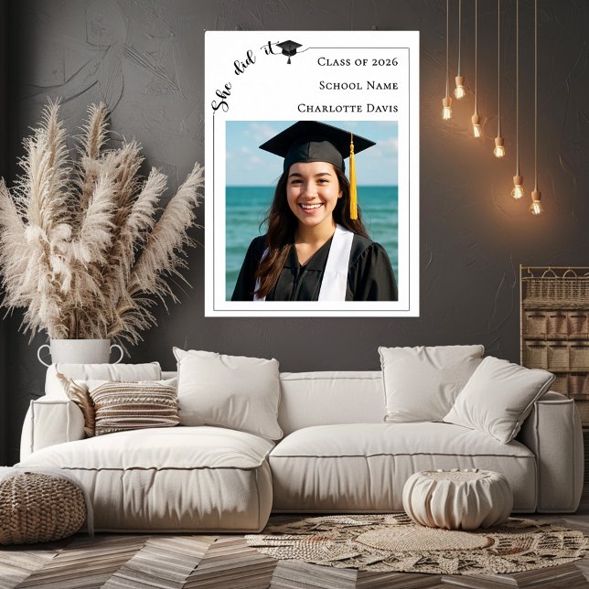 Simple modern photo Graduation Party welcome Poster (Von Creator hochgeladen)
