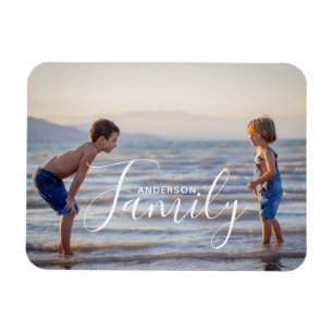 Simple Modern Photo Template Custom Family Name Magnet