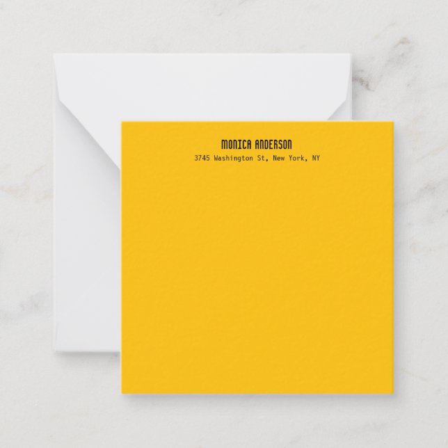 Simple Modern Plain Professional Amber Yellow Mitteilungskarte (Vorderseite)