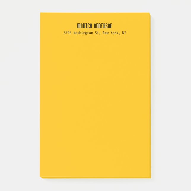 Simple Modern Plain Professional Amber Yellow Post-it Klebezettel (Vorderseite)