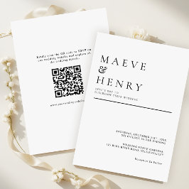 Simple Modern QR Code Minimalist Wedding Einladung