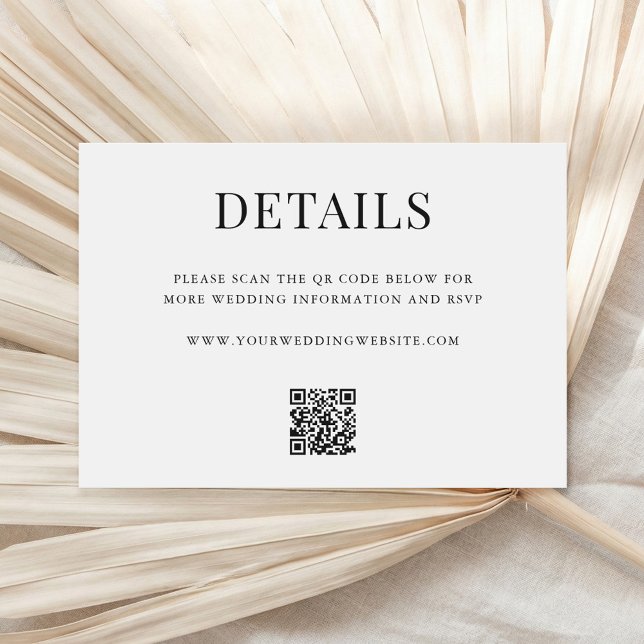 Simple Modern QR Code Wedding Details Begleitkarte (Von Creator hochgeladen)