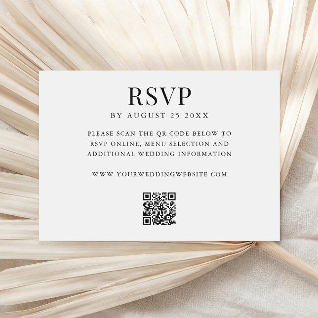 Simple Modern QR Code Wedding RSVP Karte (Von Creator hochgeladen)