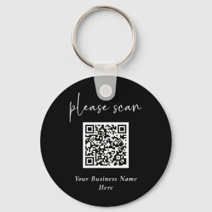 Simple Modern QR Code with Business Name Black Schlüsselanhänger