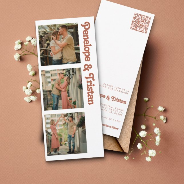 Simple Modern Retro Typography Photo Wedding Einladung (Von Creator hochgeladen)