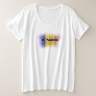 Simple Modern Romania Letter Flag Souvenir Große Größe T-Shirt