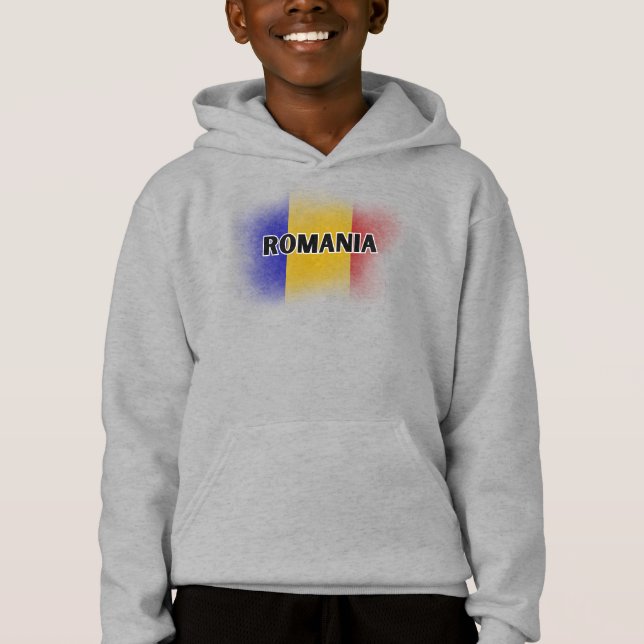 Simple Modern Romania Letter Flag Souvenir Hoodie (Vorderseite)