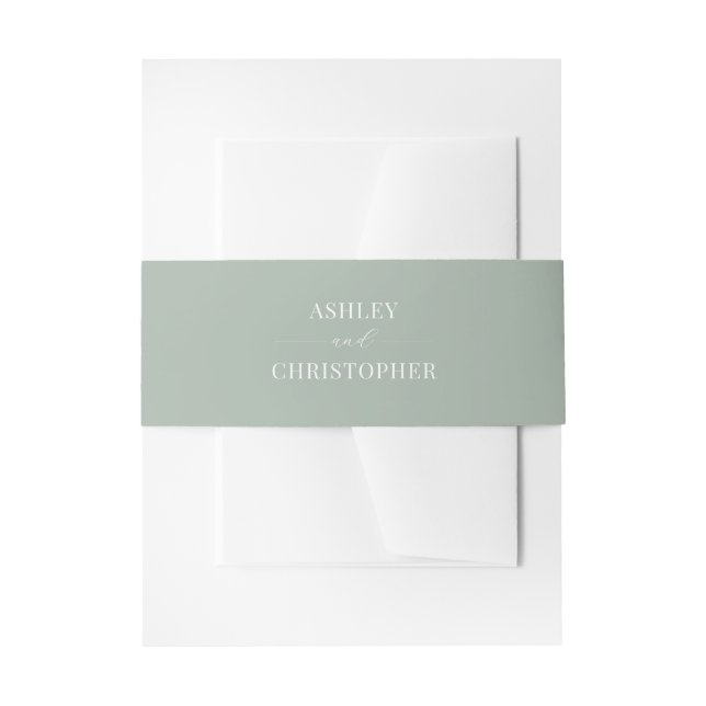 Simple Modern Sage Green Wedding Einladungsbanderole (Vorderseite Beispiel)