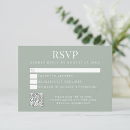 Simple Modern Sage Green Wedding RSVP Karte