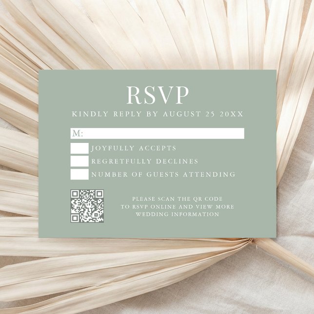 Simple Modern Sage Green Wedding RSVP Karte (Von Creator hochgeladen)