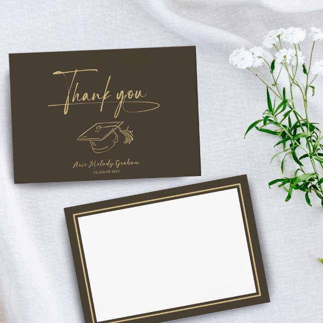 Simple Modern Script Graduation Thank You Card Dankeskarte (Von Creator hochgeladen)