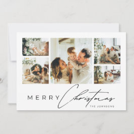 Simple Modern Script Multi Photo Collage Christmas Feiertagskarte