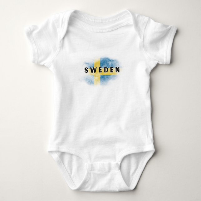 Simple Modern Sweden Flag Swedish Souvenir Baby Strampler (Vorderseite)