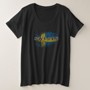 Simple Modern Sweden Flag Swedish Souvenir Große Größe T-Shirt