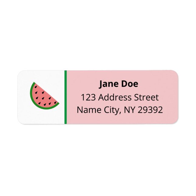 Simple Modern Watermelon Slice Mail-Adresse Etiket (Vorne)
