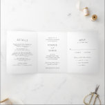 Simple Modern Wedding Dreifach Gefaltete Einladung<br><div class="desc">Elegant tri-fold all in one wedding invitation featuring a simple design with a modern sans serif font and an elegant script font.  Attached RSVP card has meal choices for your guests.</div>