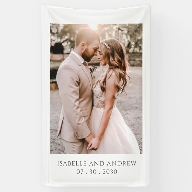 Simple Modern Wedding Photo Wedding Reception Banner (Vertikal)